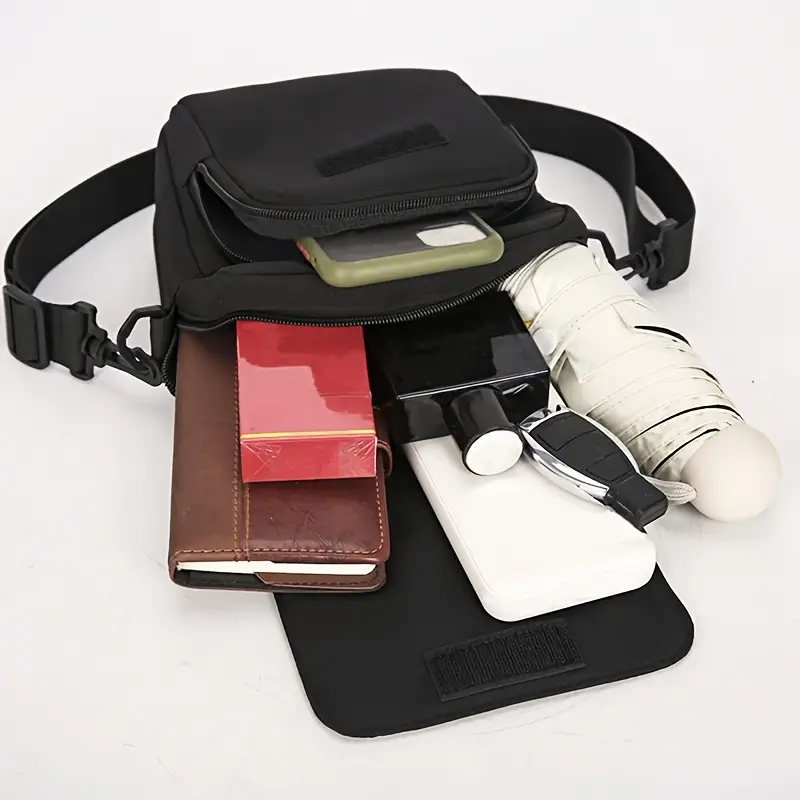 Unisex Black Crossbody Bag with Adjustable Strap