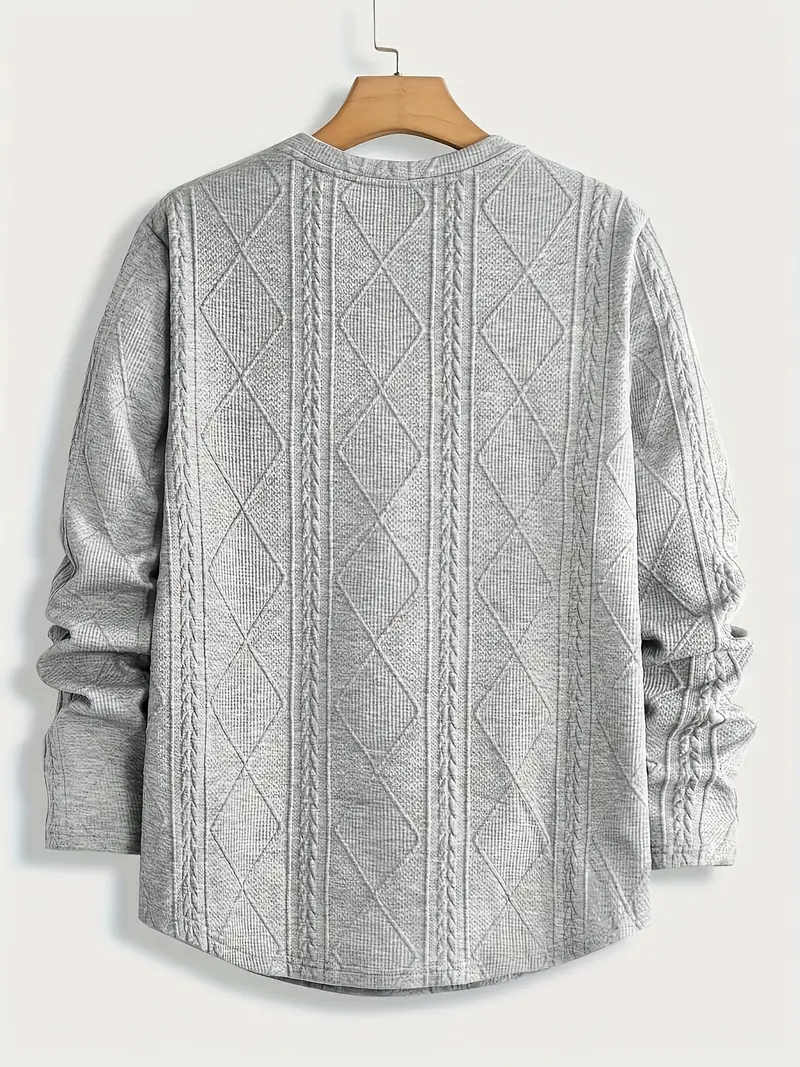Men's Casual Crew Neck Long Sleeve Sweatshirt with Geometric Pattern